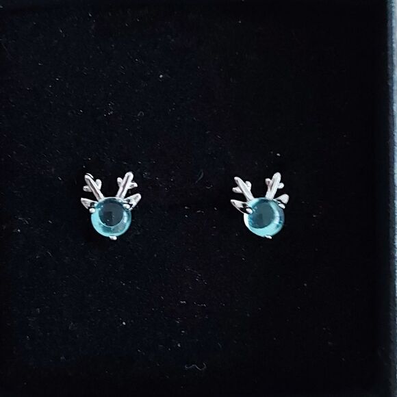 925 Sterling Silver Deer Earrings - Picture 2 of 7